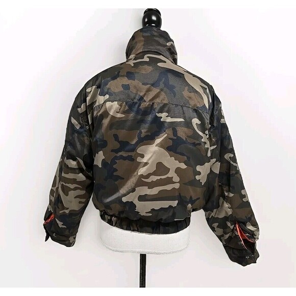 Lulus In Plain Sight Green Camo Print Puffer Bomber Jacket Women’s Size S VGUC - Picture 6 of 12